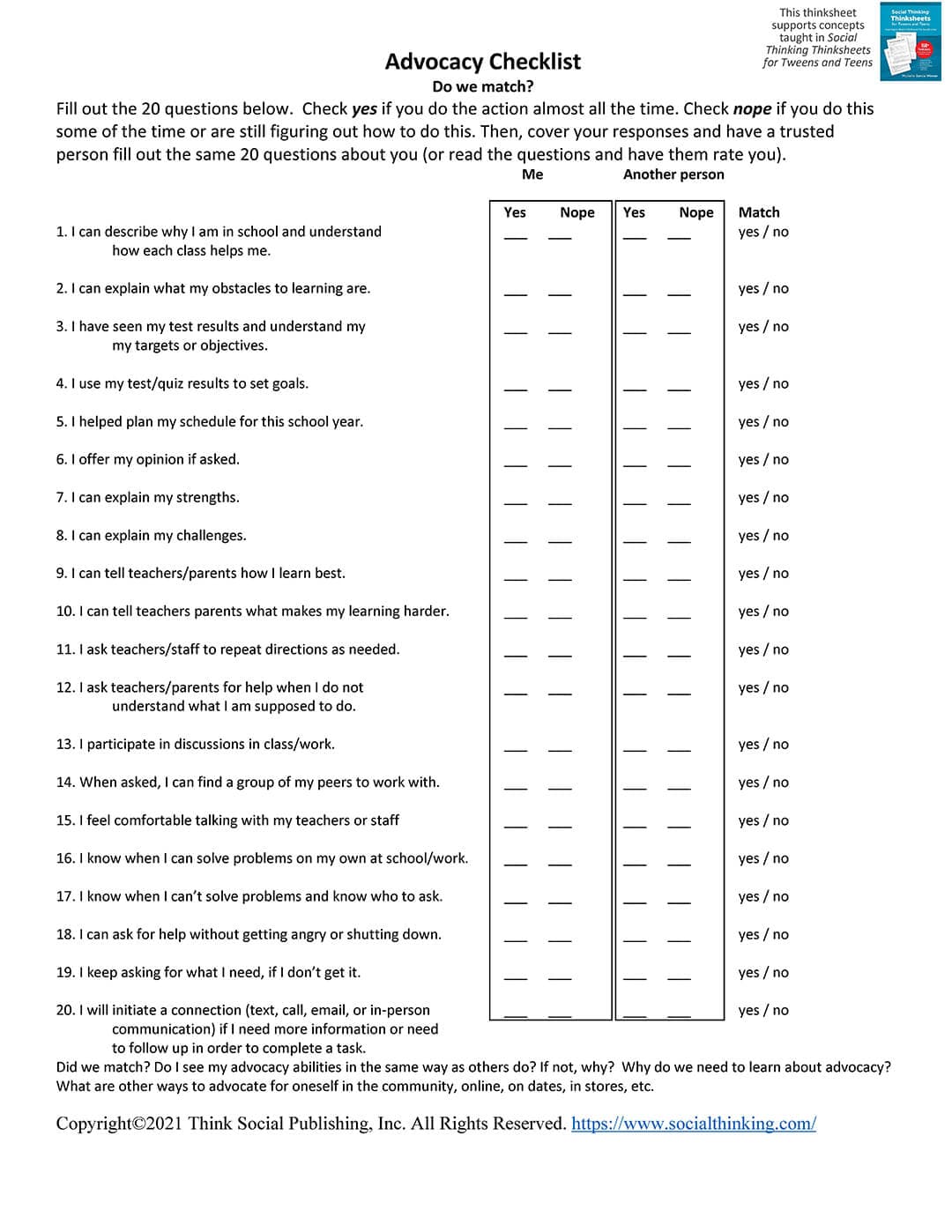 Self-Advocacy Checklist